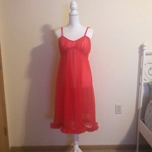 Vintage Lisette Red Dotted 36 Medium Nightgown